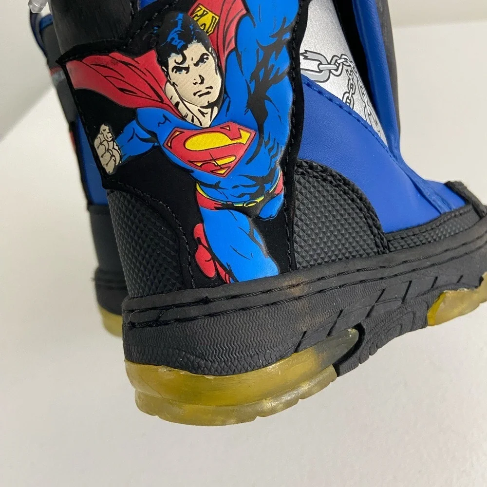 Superman toddler boy's dual hook and loop insulated snow boots winter shoes 5